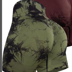 Women's Tie-Dye Shorts - Green and Black